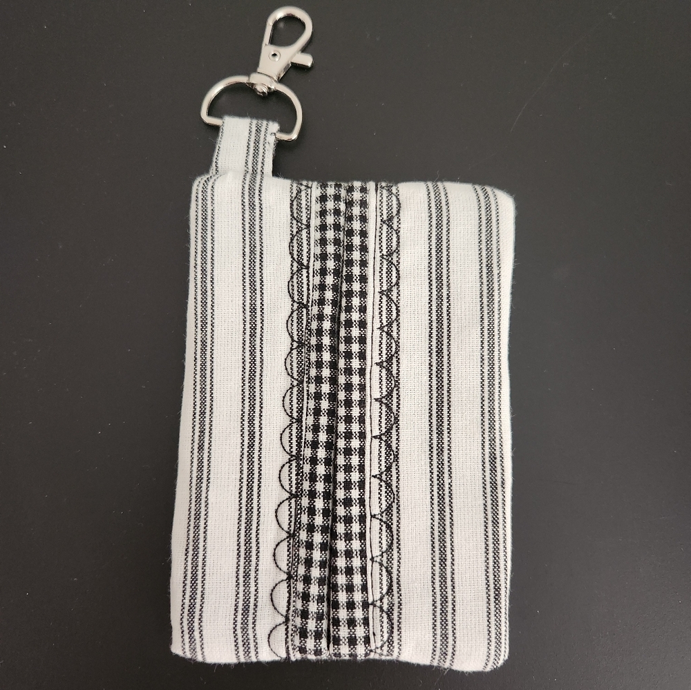 Handmade Black Stripes and Micro Check Pocket Tissue Holder, New